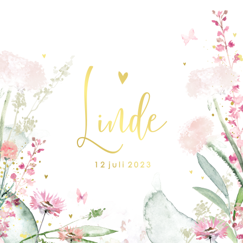 Geboortekaartje meisje floral zomer