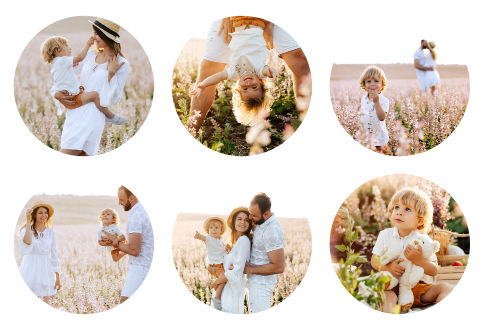 Set van 6 ronde fototegels
