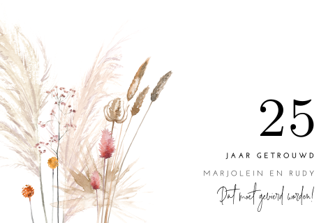 Uitnodiging 25 jaar met droogbloemen