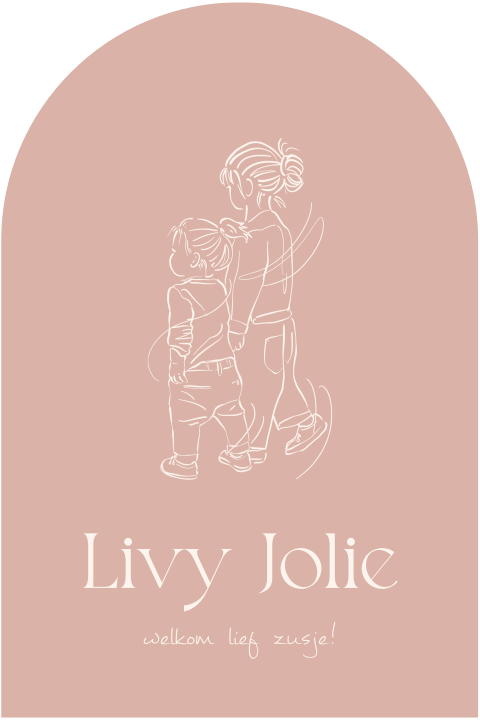 Geboortekaartje boogvorm in neutrale kleuren zusjes