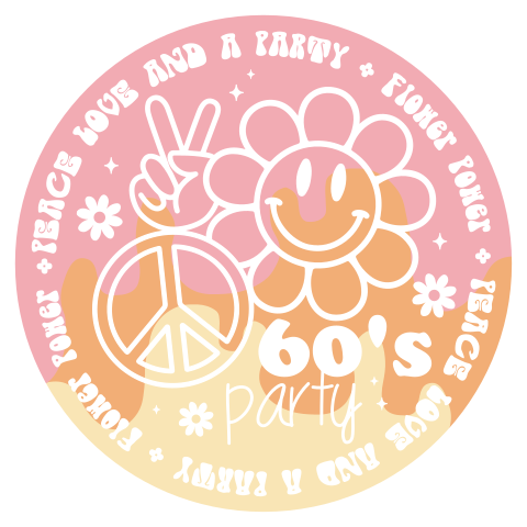 Ronde uitnodiging 60s party