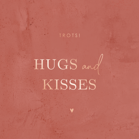 Wenskaart hugs and kisses met roséfolie