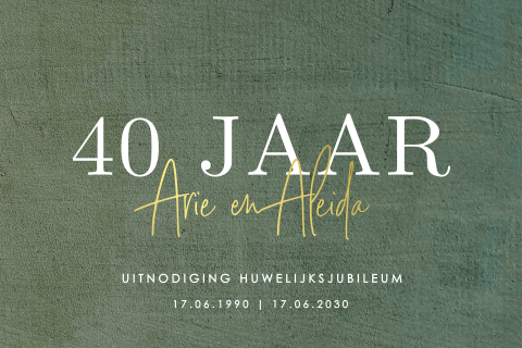 Uitnodiging 40 jaar getrouwd met goudfolie