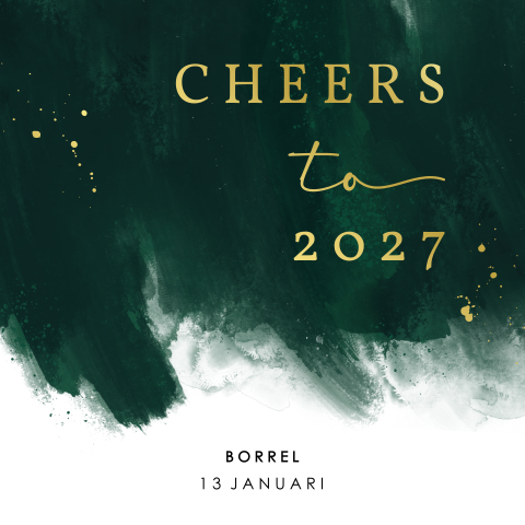 Chique zakelijke nieuwjaarsborrel uitnodiging met goudfolie