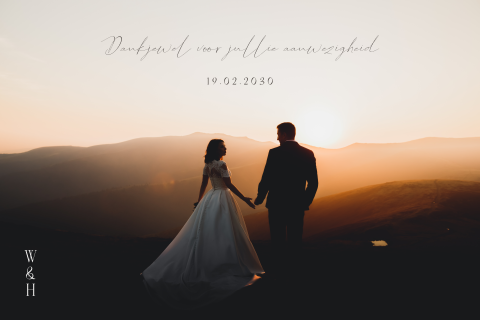 Bedankkaart bruiloft klassiek met foto