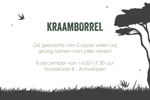 Stoer safari kraamborrelkaartje