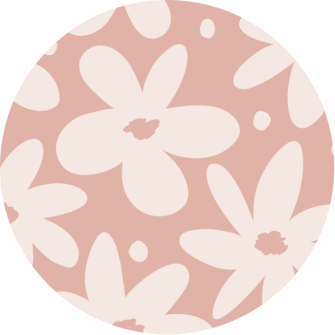 Muurcirkel met roze bloemen