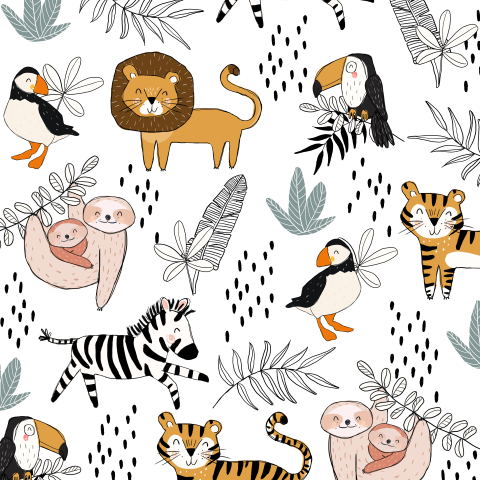 vrolijke algemene wenskaart met jungle dieren