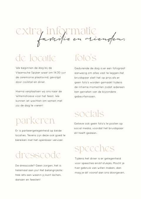 Ceremoniemeesterbrief typografisch beige