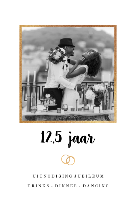 Uitnodigingskaart 12,5 jaar huwelijk met foto