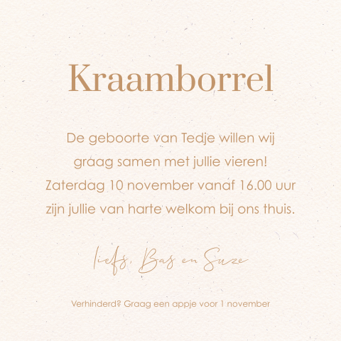 Kraamborrelkaartje met teddybeertje en ronde hoeken
