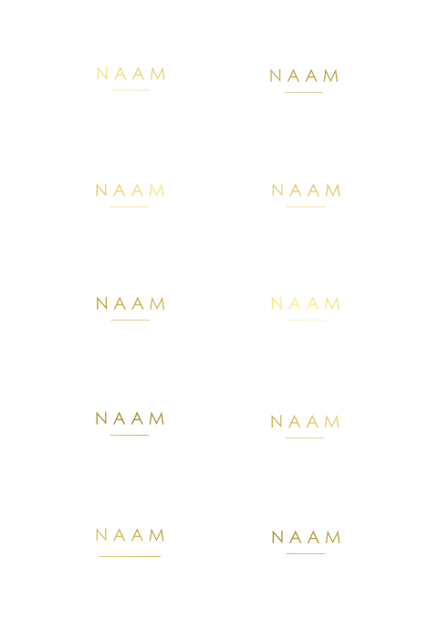 Naamkaartje tafelsetting clean met goudfolie