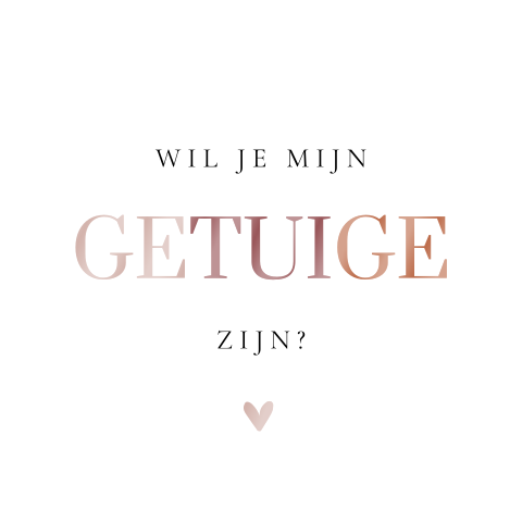 Minimalistisch getuigekaartje bruiloft met hoogglans