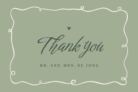 Bedankkaart bruiloft in rococo stijl