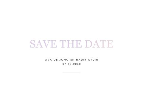 Save the Date kaart met holografisch folie in originele vorm