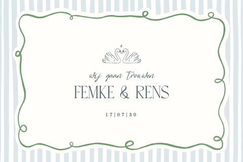 Stijlvolle trouwkaart Rococo stijl