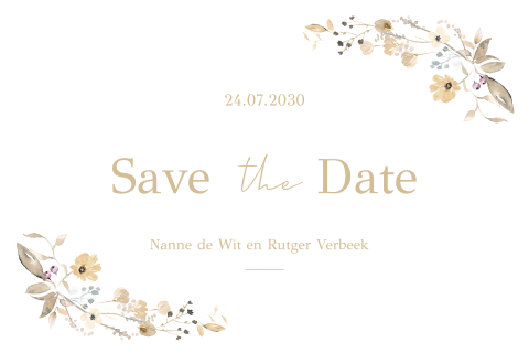 Floral Save the Date kaart met ronde hoeken