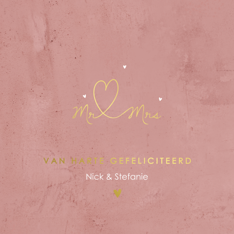 Felicitatiekaart huwelijk mr and mrs goudfolie