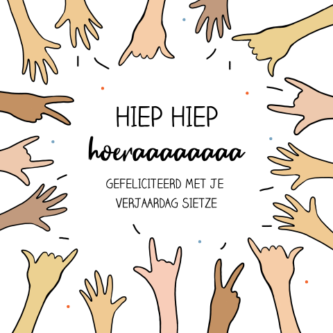 Verjaardagskaart handjes in de lucht