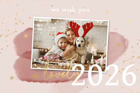 Stijlvolle kerstkaart met foto en watercolour