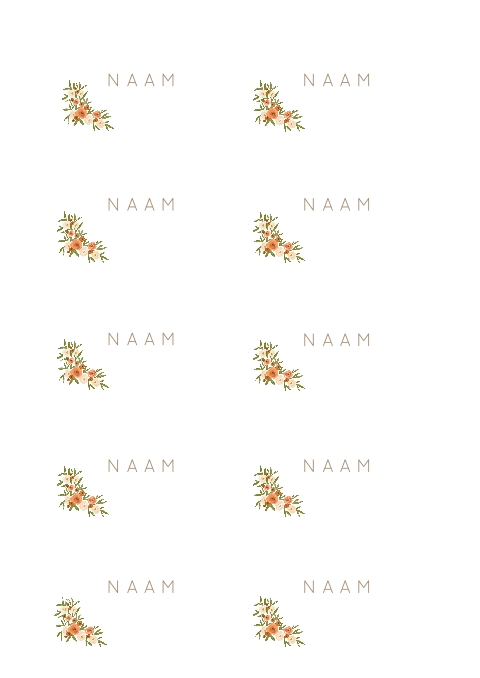 Naamkaartjes met illustratie van bloemen