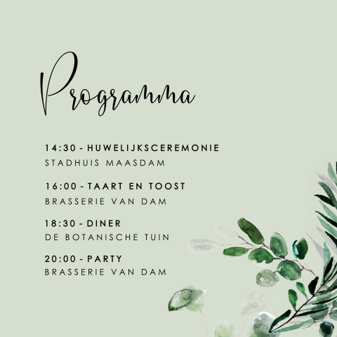 Programmakaart botanisch ronde hoeken