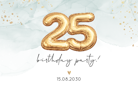 Uitnodiging 25e verjaardag cijfer ballonnen