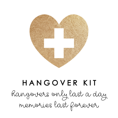 Ronde hangover kit sticker goudlook hart | 12 stuks