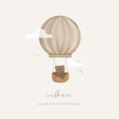 Wenskaart geboorte met luchtballon