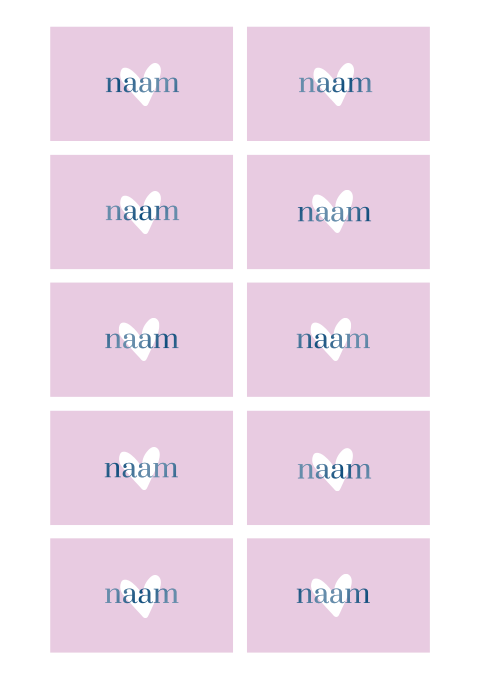 Naamkaartjes met hartje trendy colourblock