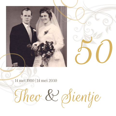 Klassieke fotokaart gouden huwelijksjubileum