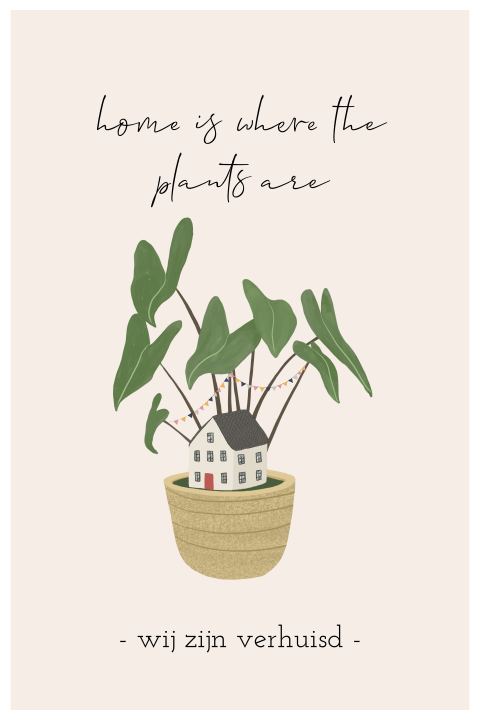 Originele verhuiskaart met plant