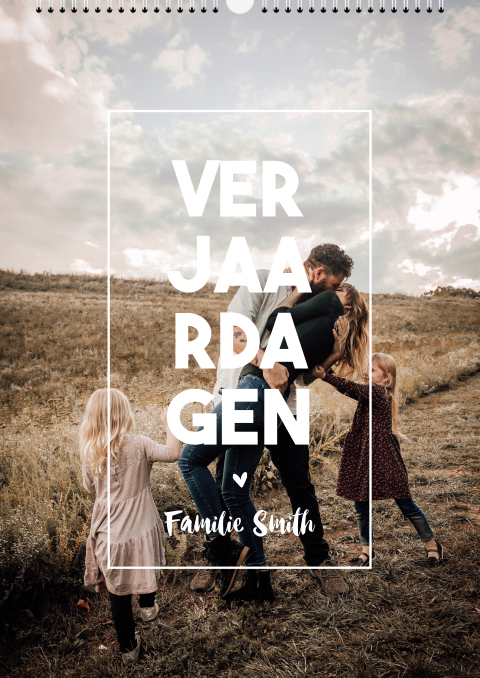 Verjaardagskalender met familiefoto en kader