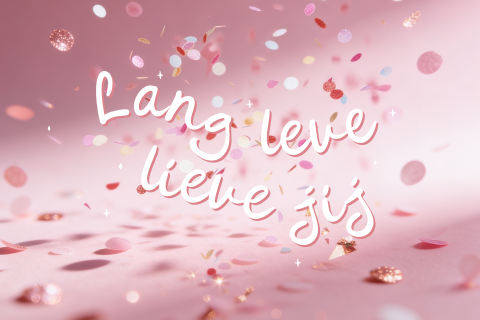 Wenskaart verjaardag met tekst en confetti
