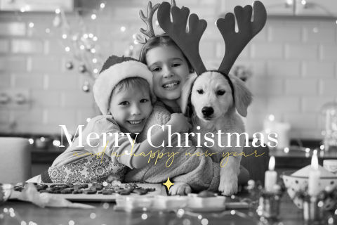 Kerstkaart met foto en goudfolie