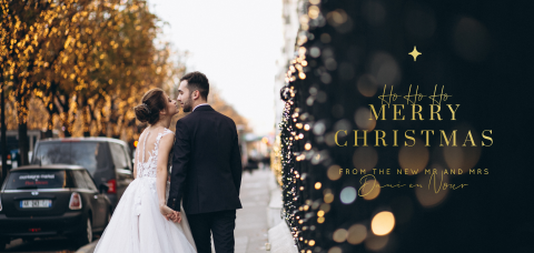 Bedankkaart Merry Christmas met eigen foto en goudfolie
