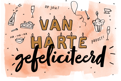 Feestelijke wenskaart verjaardag illustraties