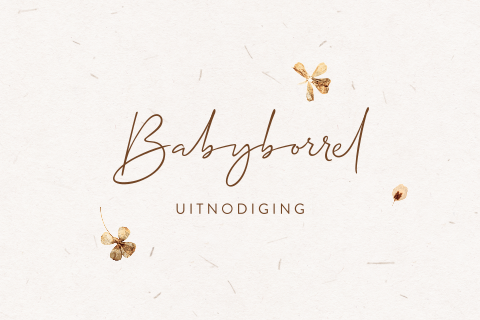 Kraamborrelkaartje met gedroogde bloemetjes