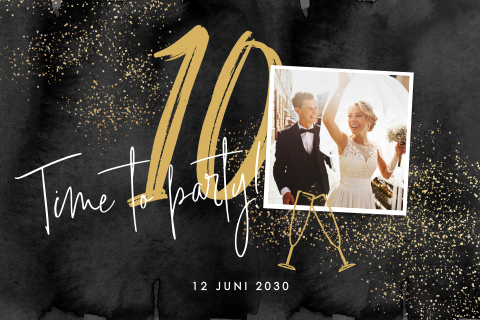 Jubileumkaart met gouden confetti
