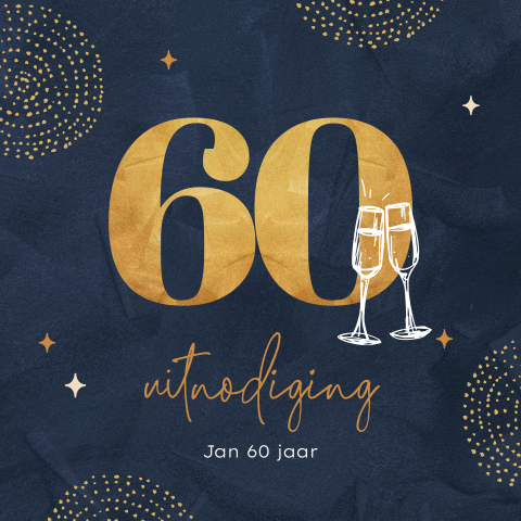 Uitnodiging verjaardag met gouden 60