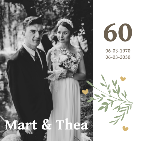 Jubileum uitnodiging 60 jaar met trouwfoto