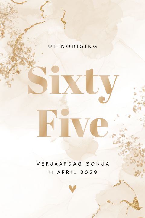 Uitnodiging verjaardag 65 met omkleurbare watercolor