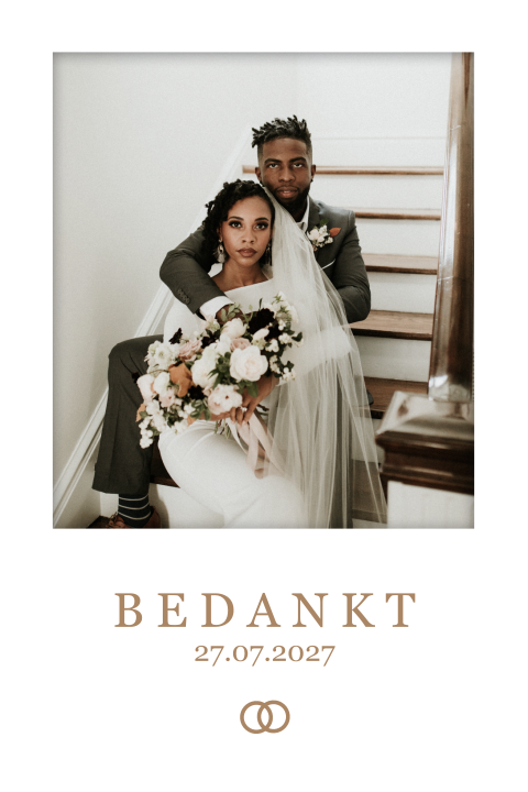 Bedankkaart bruiloft met polaroid frame