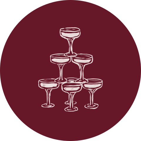 Sluitsticker rood met champagneglazen