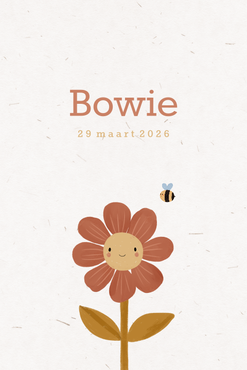 Geboortekaartje bloem vrolijk