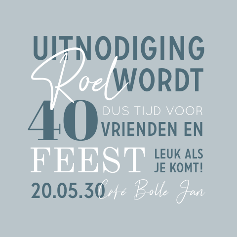 Verjaardag uitnodiging typografisch