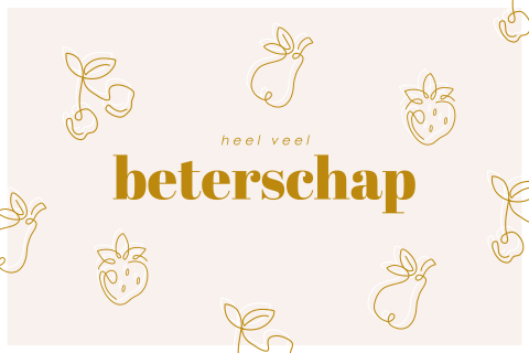 Vrolijke beterschap kaart met fruit