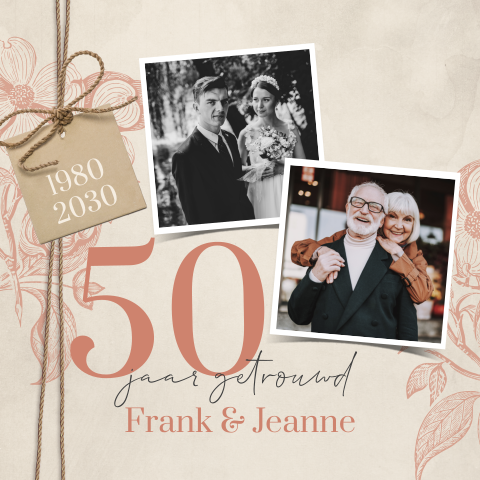 Vintage uitnodiging 50 jaar getrouwd