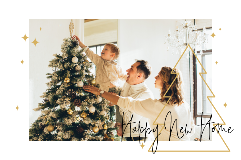 Foto verhuiskaart met kerstboom