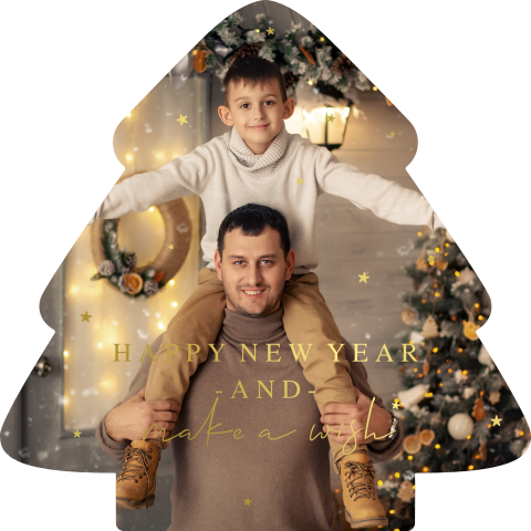 Kerstkaart met foto in de vorm van een kerstboom